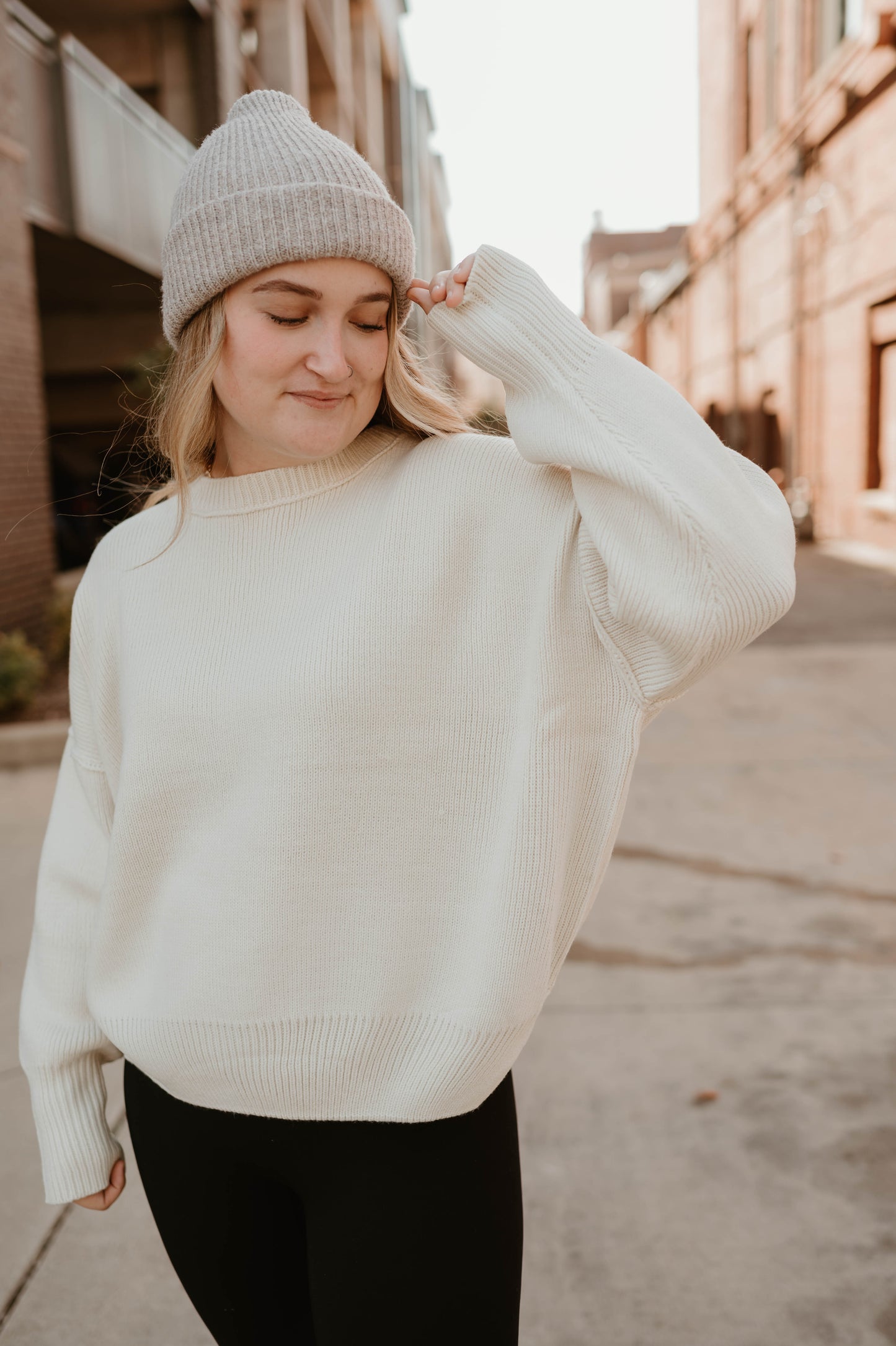 IVORY DROP SHOULDER SWEATER