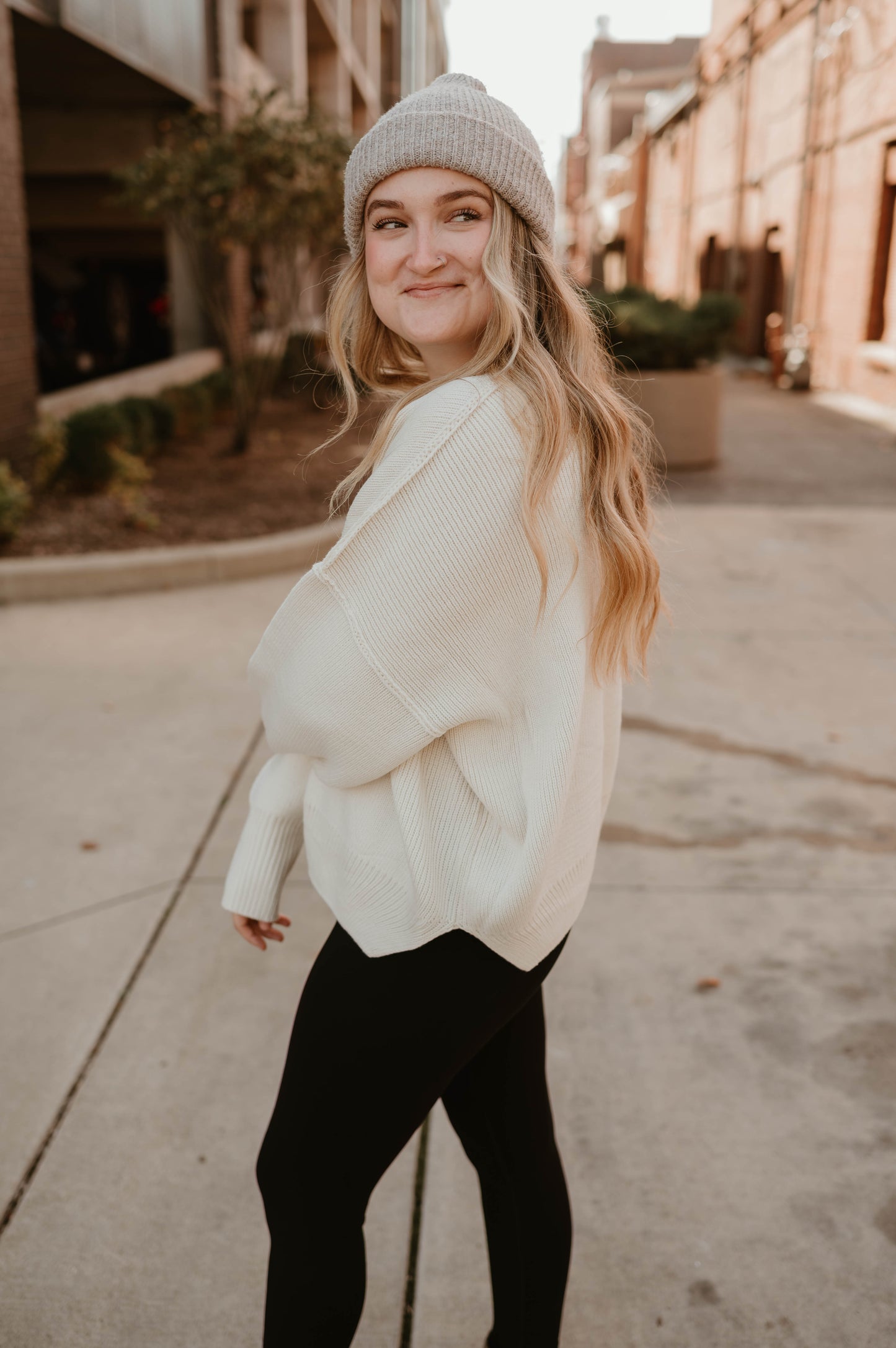 IVORY DROP SHOULDER SWEATER