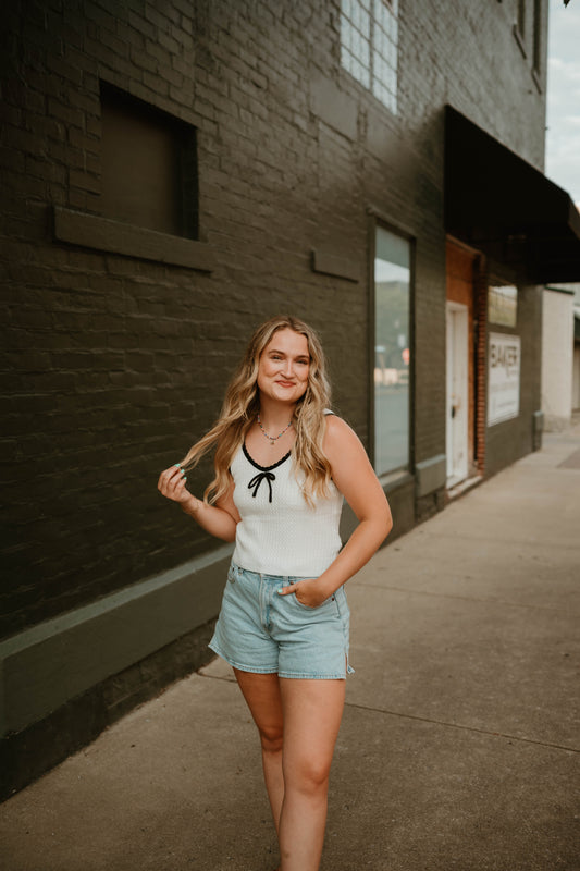WHITE + BLACK TRIM TANK
