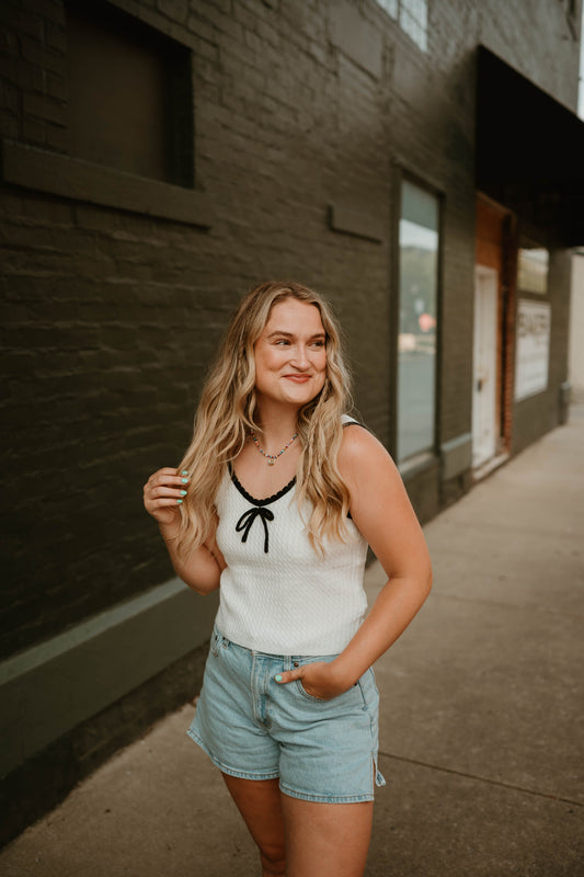 WHITE + BLACK TRIM TANK