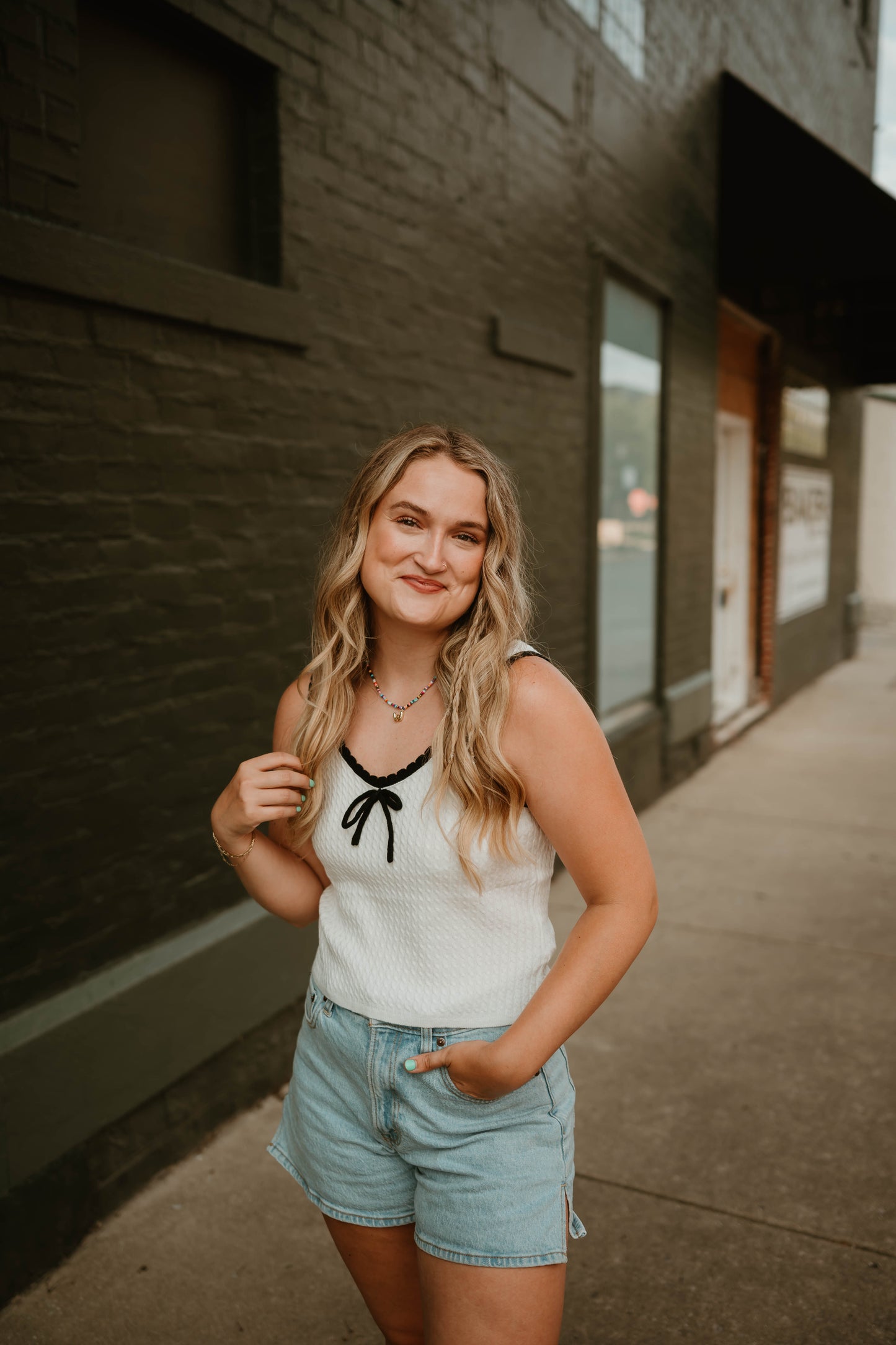 WHITE + BLACK TRIM TANK