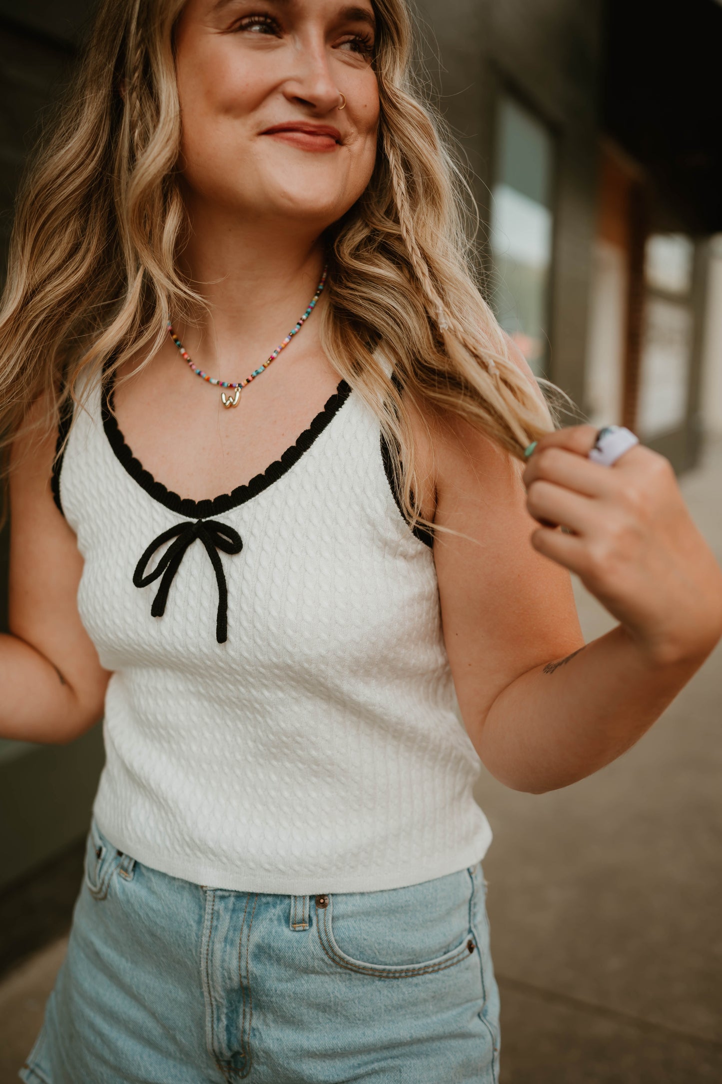 WHITE + BLACK TRIM TANK