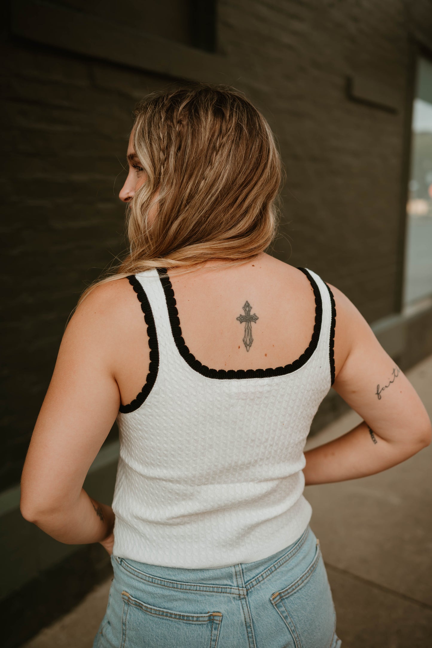 WHITE + BLACK TRIM TANK