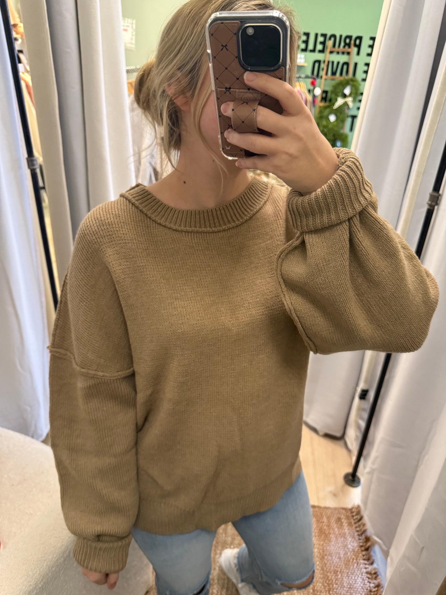 MOCHA DROP SHOULDER SWEATER