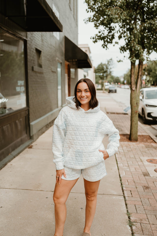 BLUE MULTI QUILTED SHORTS