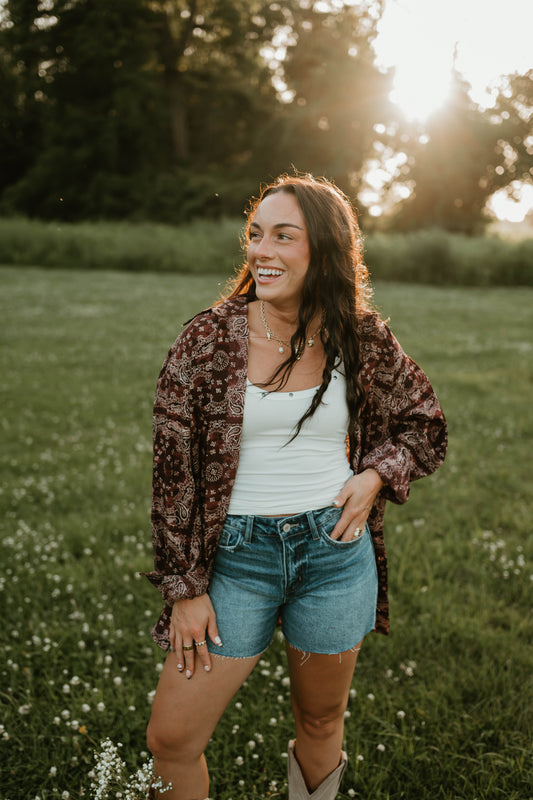 SATIN BANDANA BOYFRIEND BUTTON UP