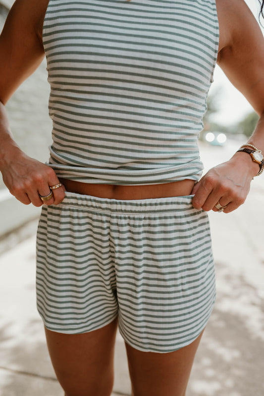 SAGE STRIPED TANK + SHORTS SET