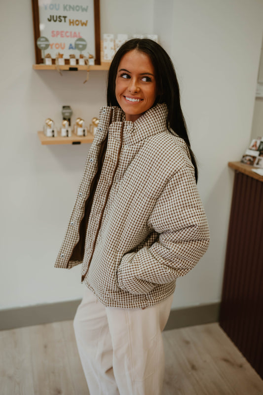 GINGHAM PUFFER JACKET