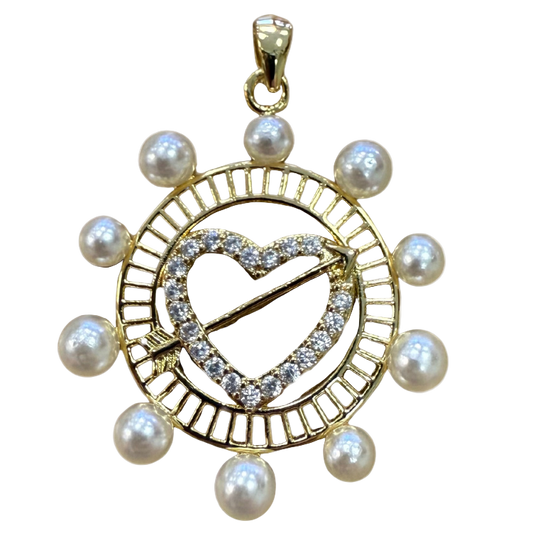 PEARL HEART ARROW CHARM