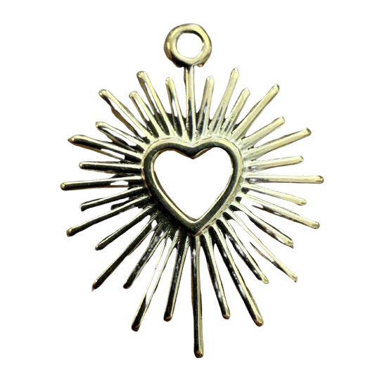 GOLD HEART SUN BURST CHARM