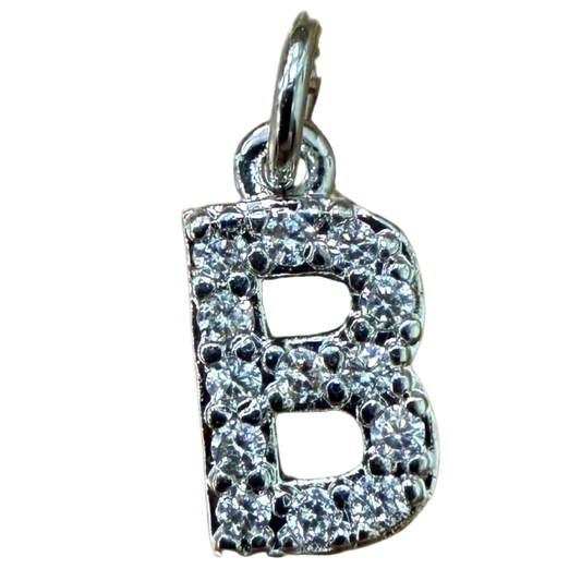 SMALL DIAMOND SILVER INITIAL CHARM
