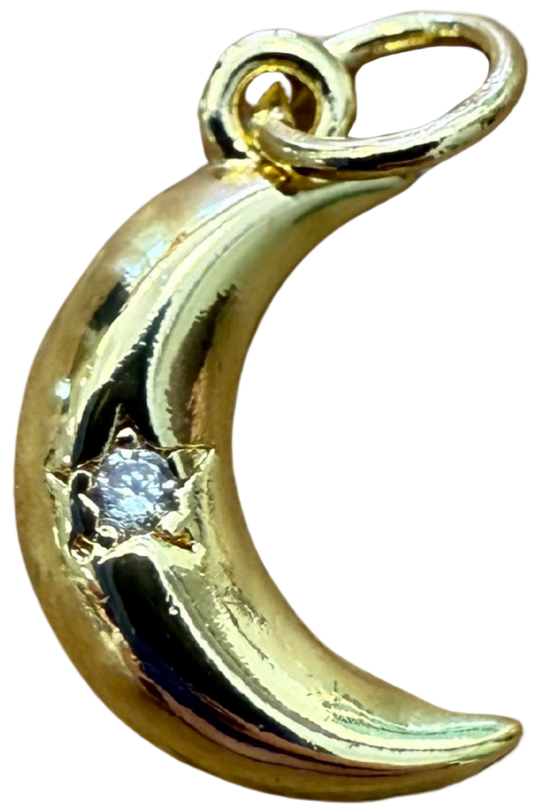 GOLD DIAMOND MINI MOON CHARM