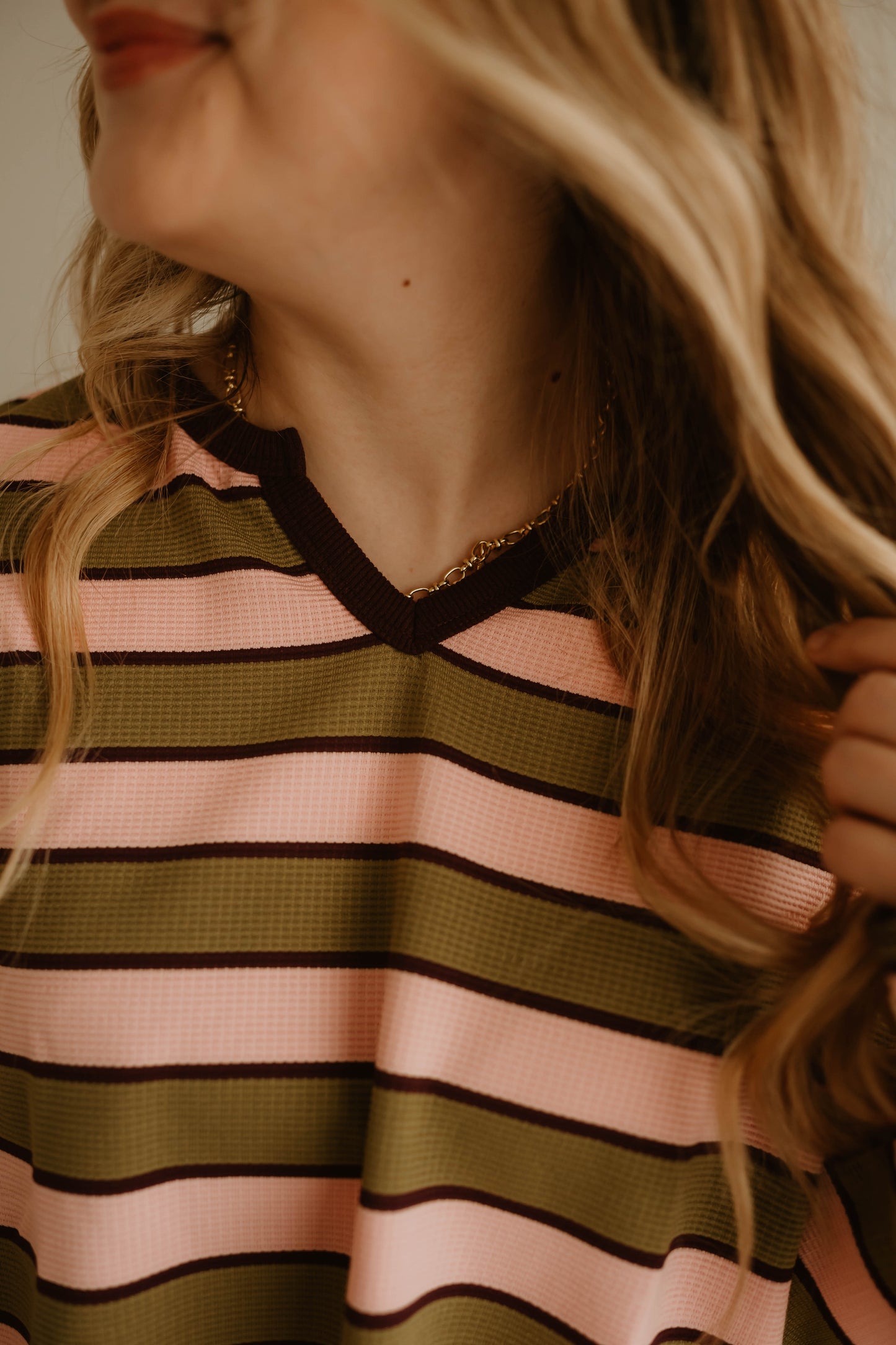 PINK + GREEN STRIPED LONG SLEEVE