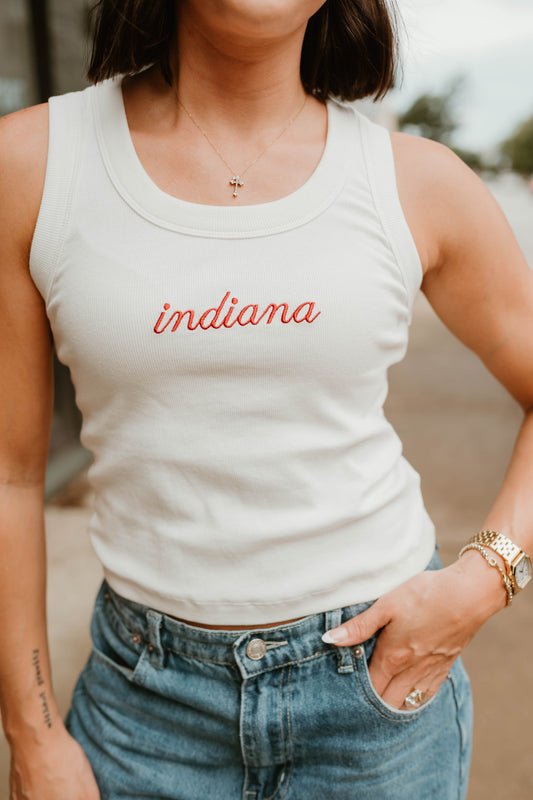 WHITE RIBBED INDIANA TANK