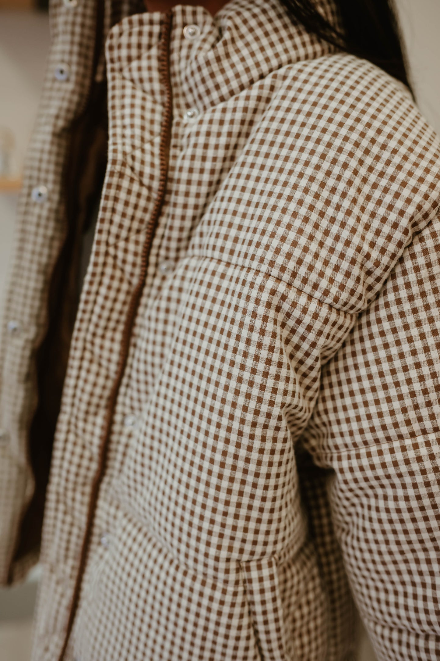 GINGHAM PUFFER JACKET