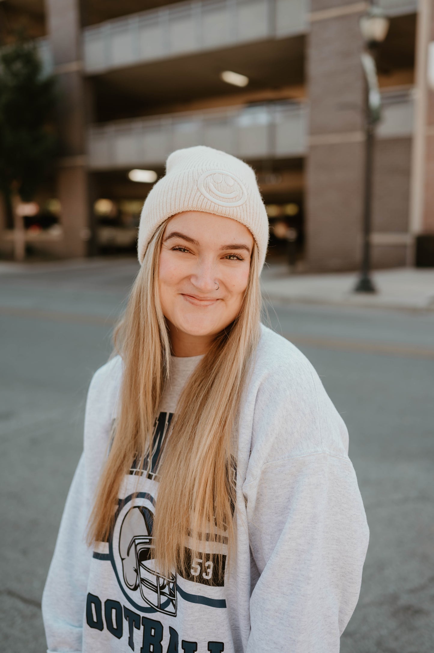 IVORY SMILEY BEANIE