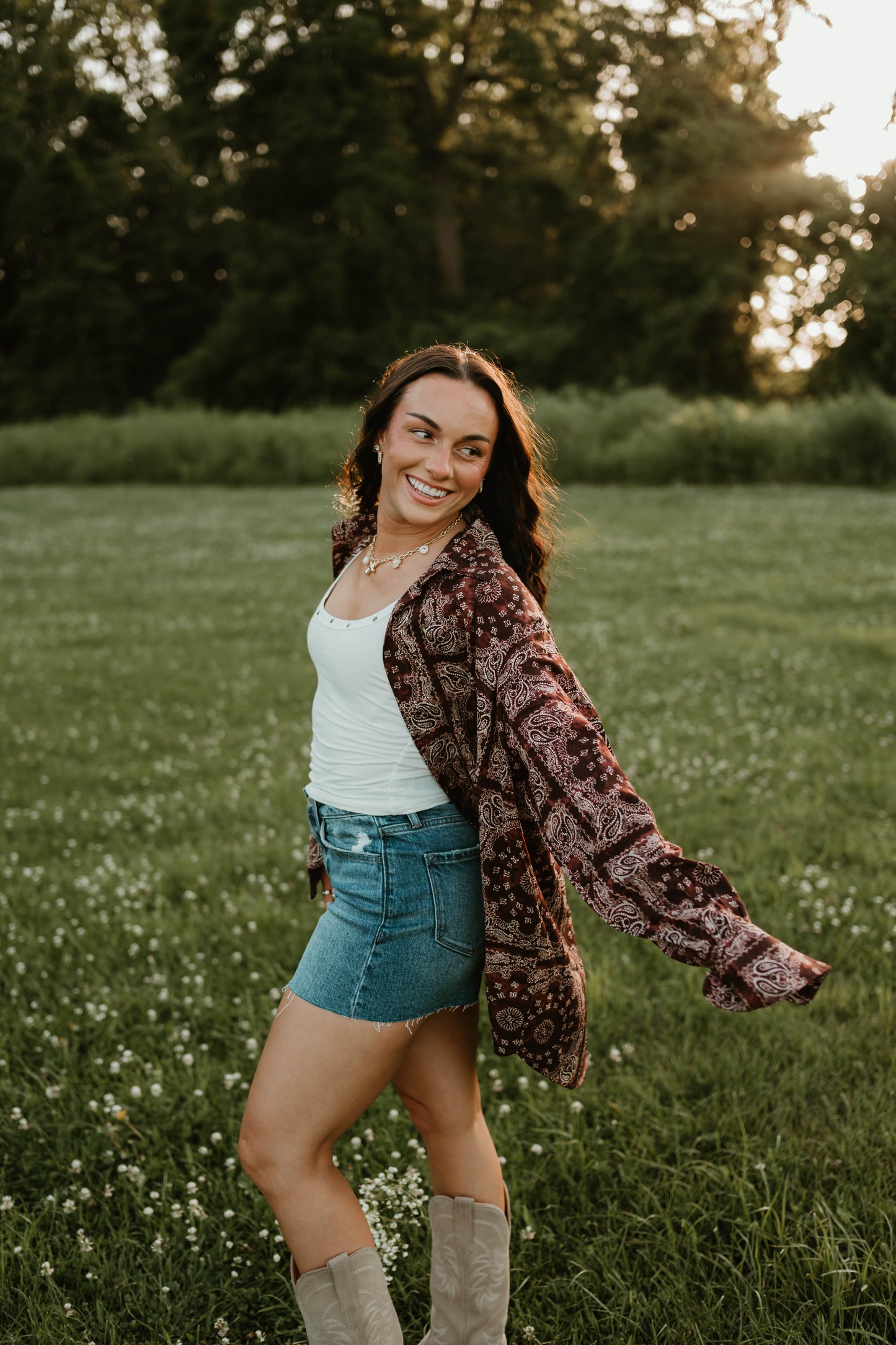 SATIN BANDANA BOYFRIEND BUTTON UP