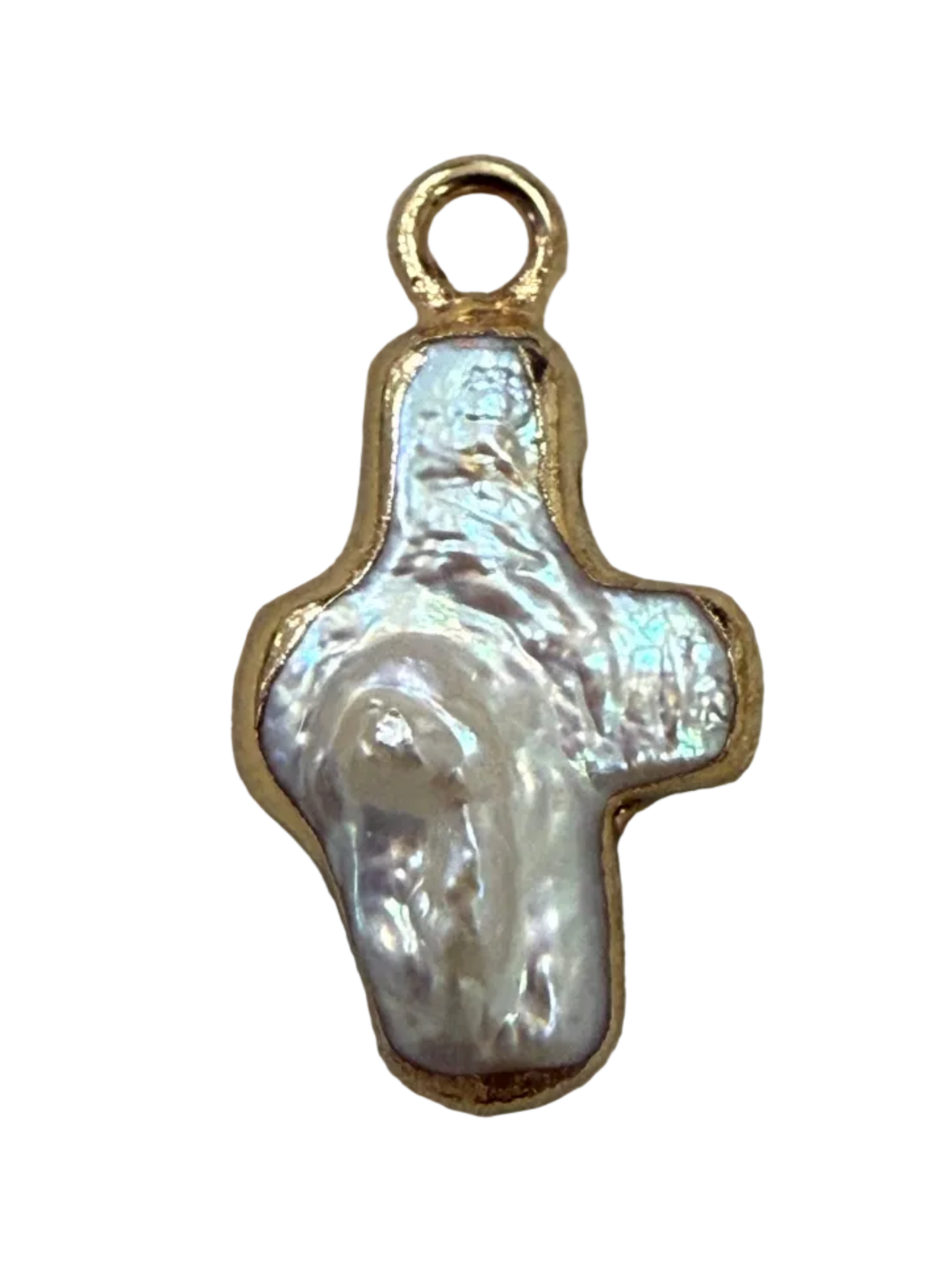 PEARL GOLD SMALL CROSS CHARM