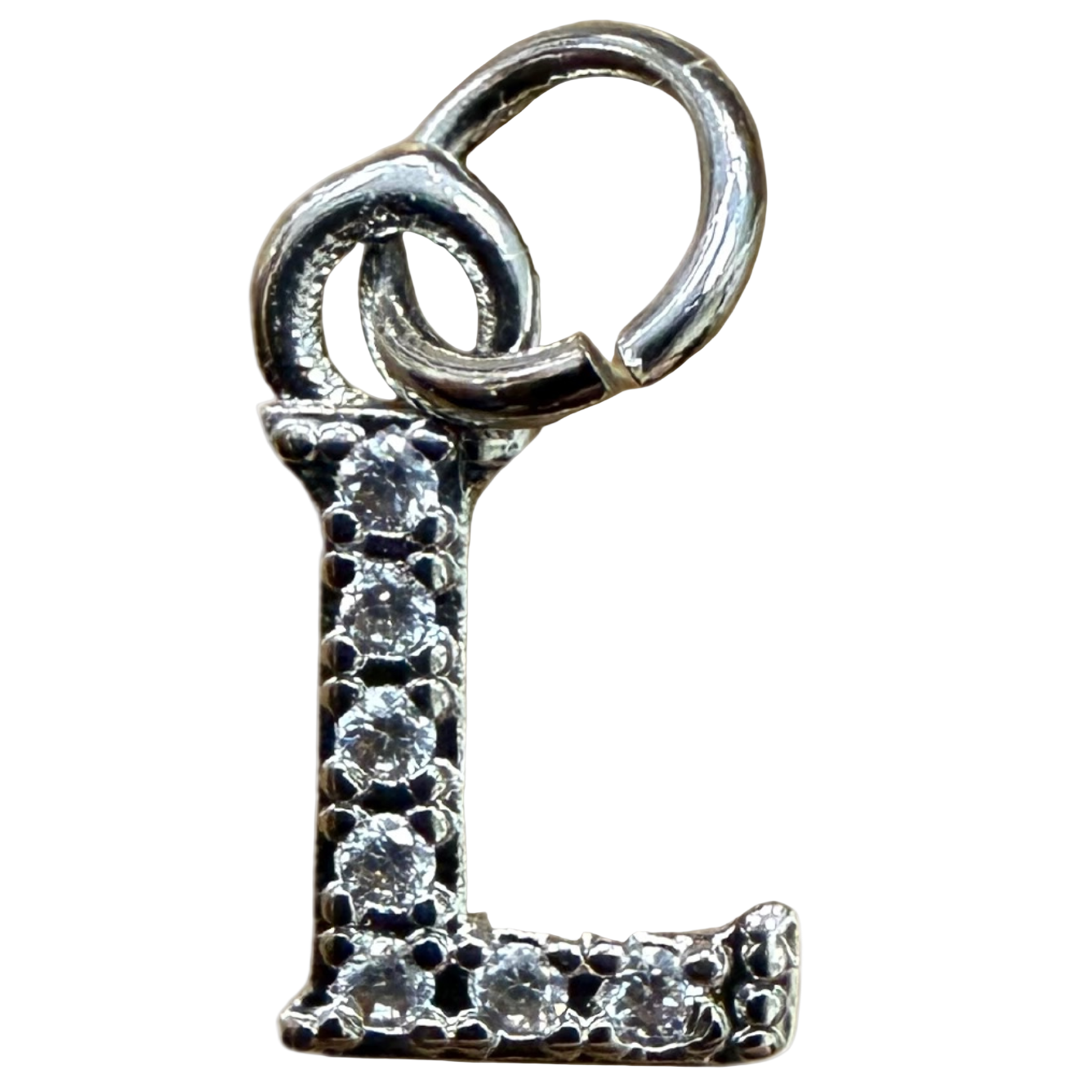SMALL DIAMOND SILVER INITIAL CHARM