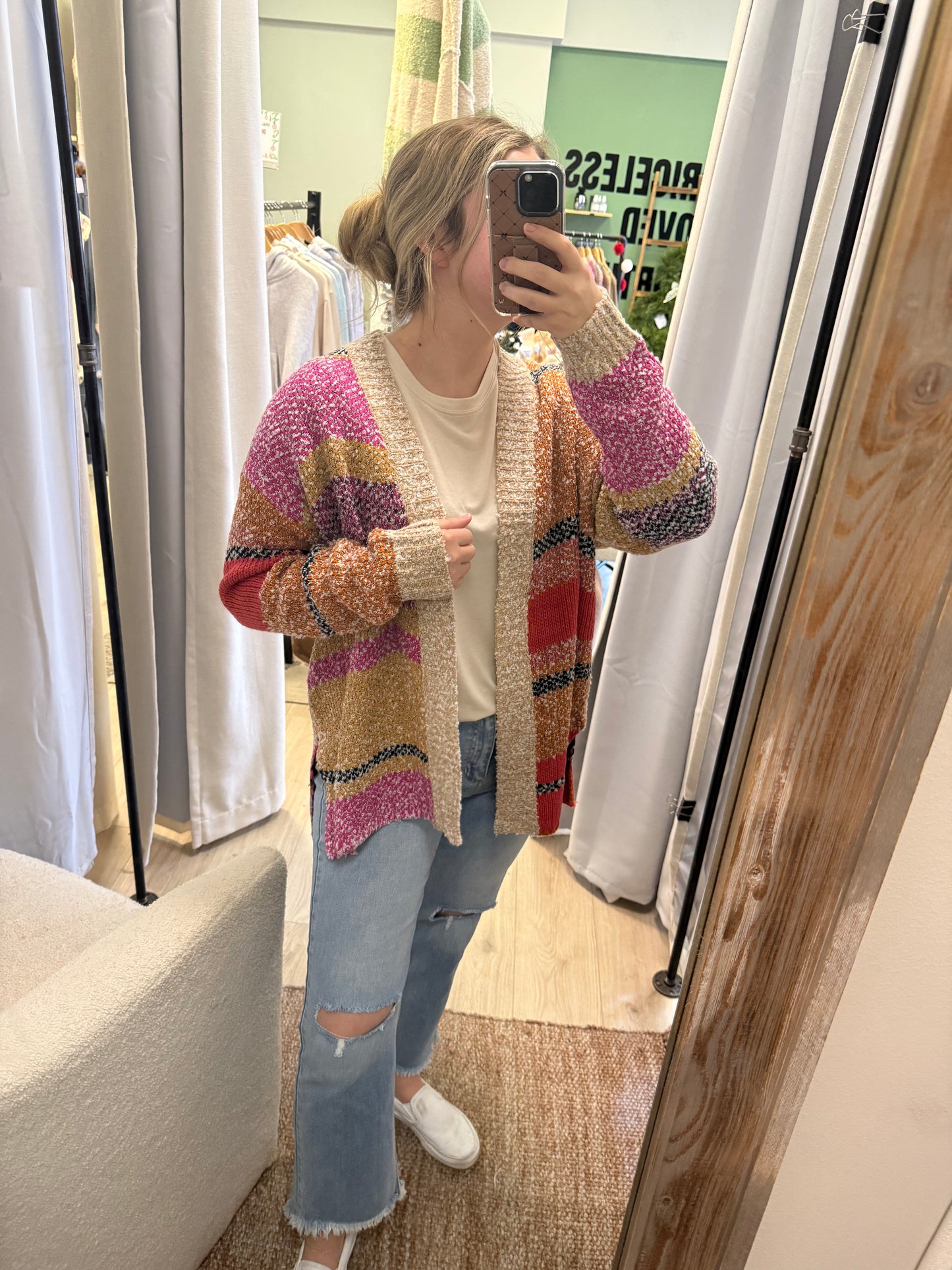 COLOR BLOCK KNIT CARDIGAN