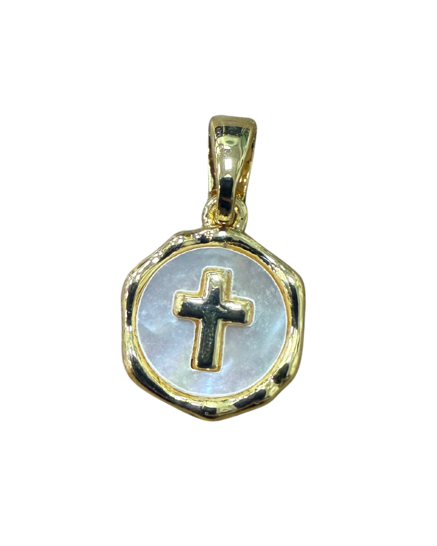 MINI OPAL GOLD CROSS CHARM