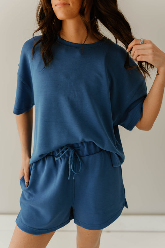 ROYAL BLUE SOFT SHORT SET