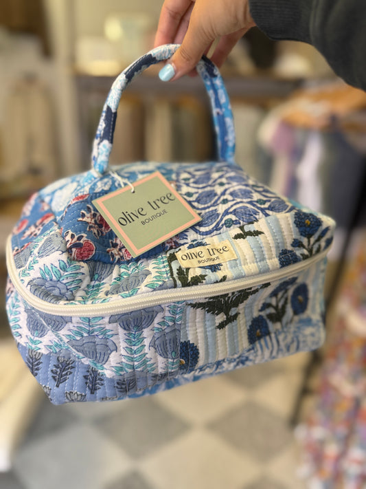 BLUE PATCH MAKEUP BAG