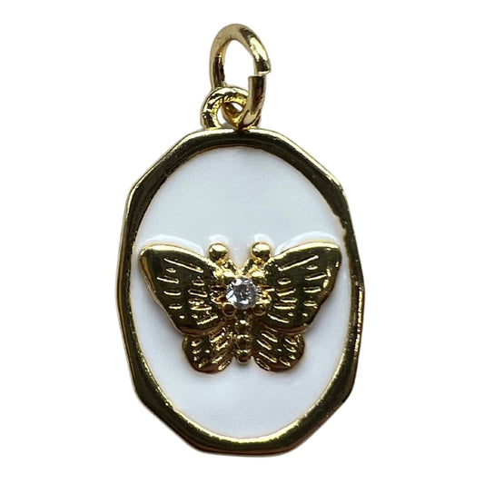 WHITE BUTTERFLY PENDANT CHARM