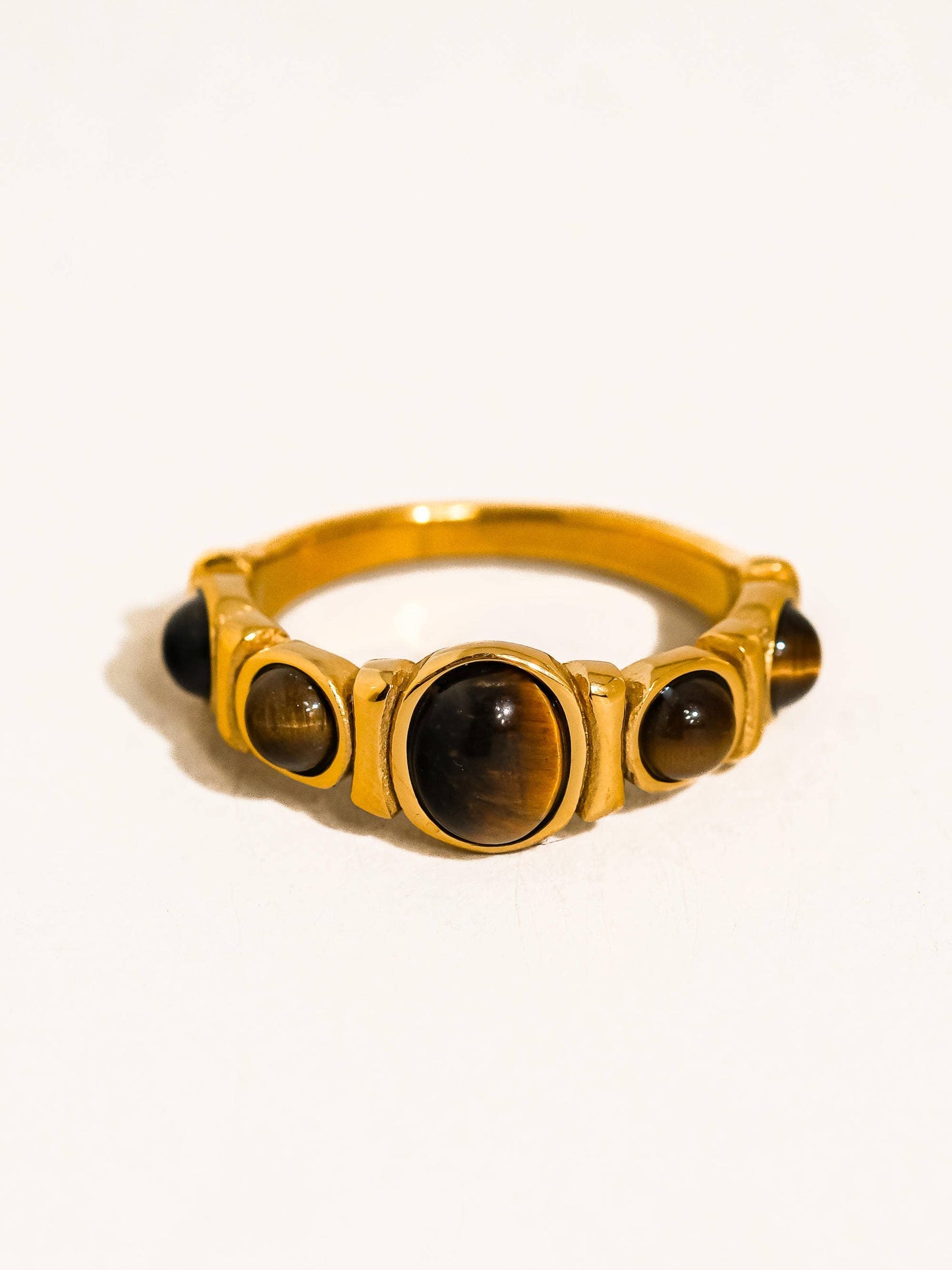 GOLD NON TARNISH TIGER EYE RING