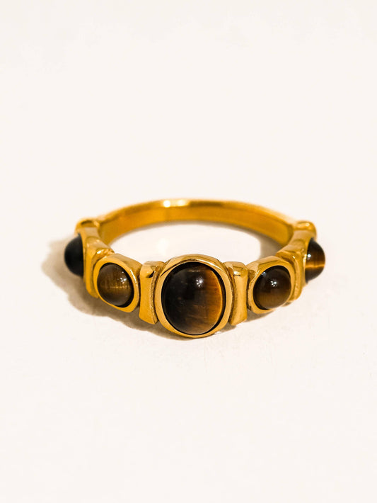 GOLD NON TARNISH TIGER EYE RING