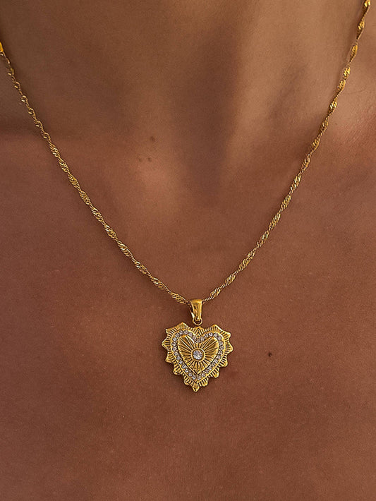 NON TARNISH ANTIQUE HEART NECKLACE