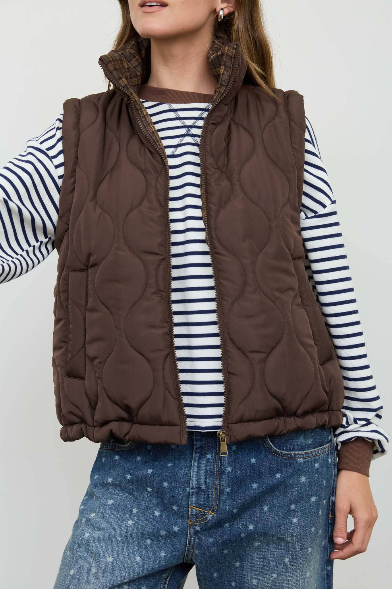 DEEP BROWN QUILT VEST