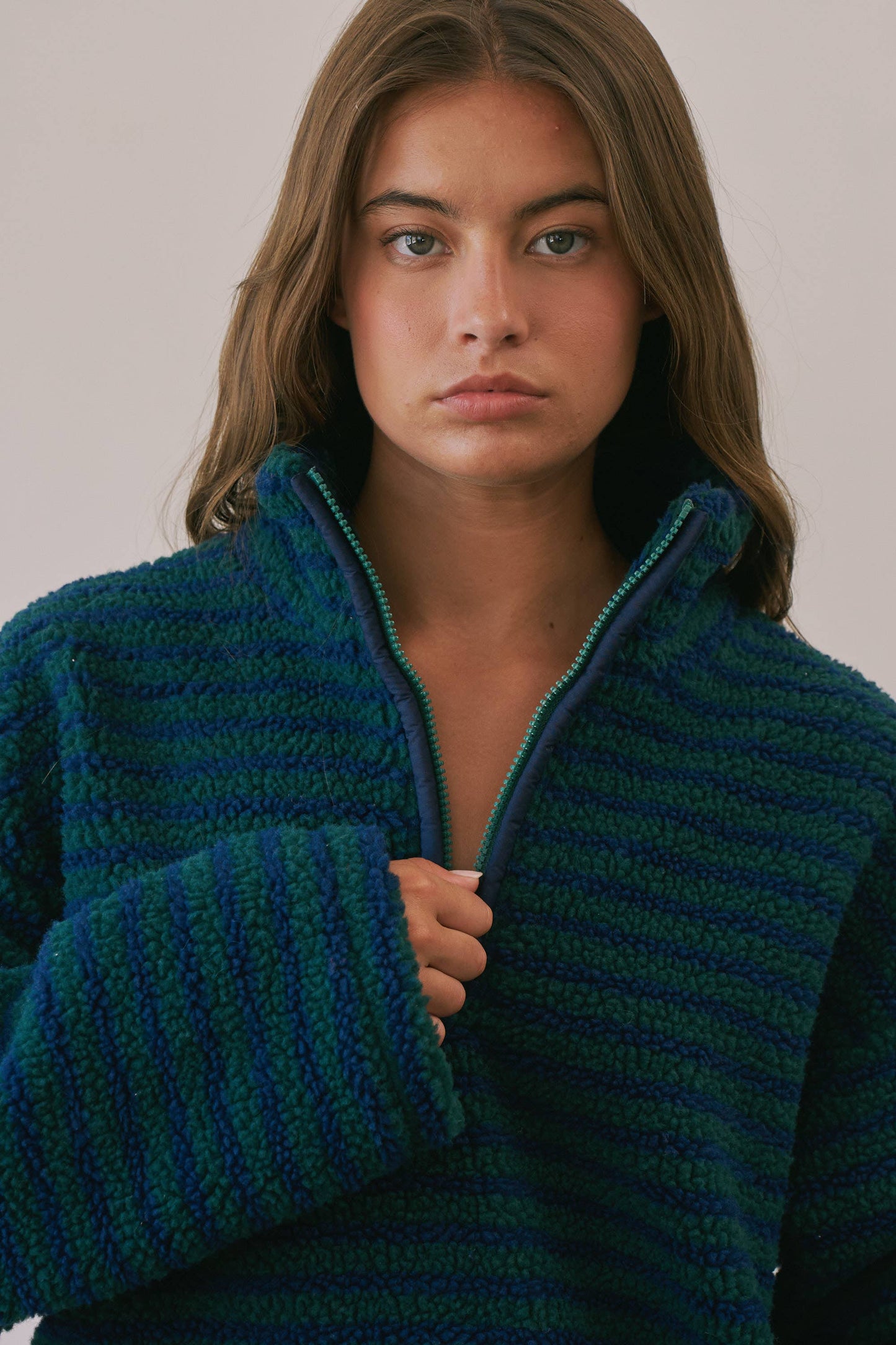 NAVY + FOREST GREEN STRIPED PULLOVER