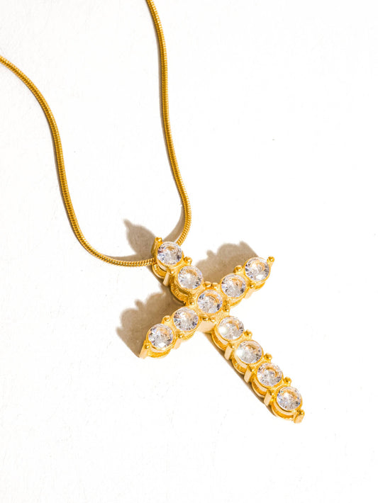 LARGE DIAMOND CROSS NECKLACE