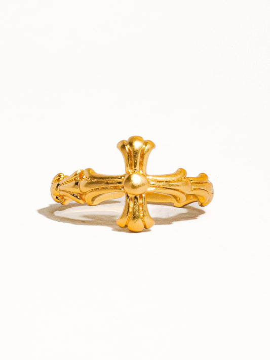 GOLD VINTAGE ADJUSTABLE CROSS RING