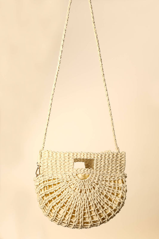 IVORY BRAIDED CLUTCH/CROSSBODY BAG