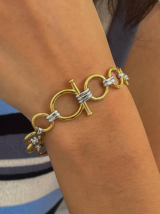 NON TARNISH TWO TONE LINK BRACELET